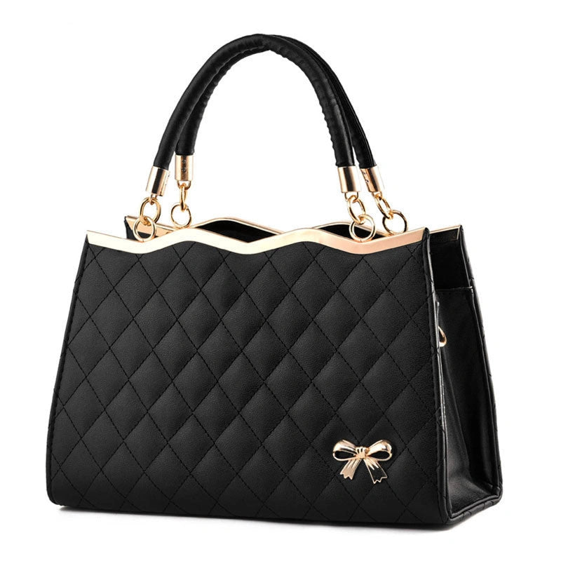 Crossbody shoulder bag with decorative bow in high-quality PU leather
