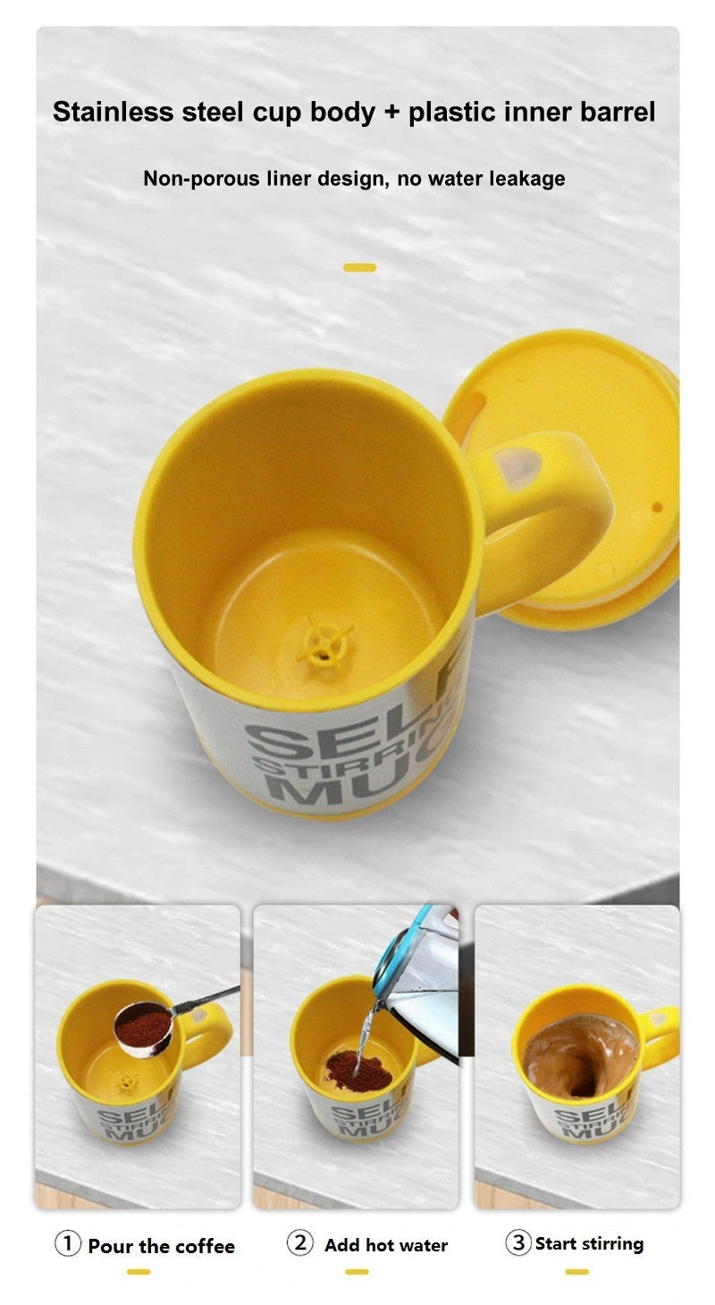 304 Stainless Steel Self-Stirring Mug with Magnetic Mixer