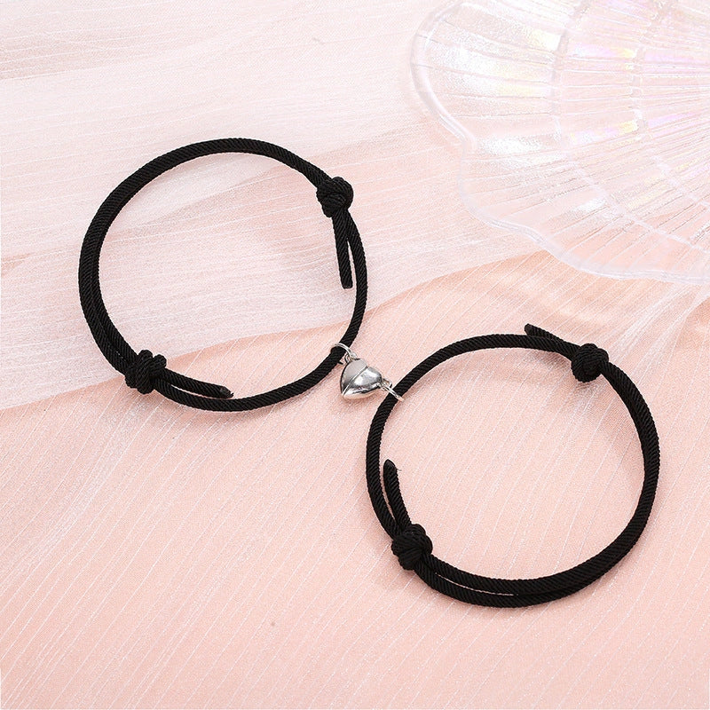 Stylish Magnetic Couple Bracelets with Heart Design