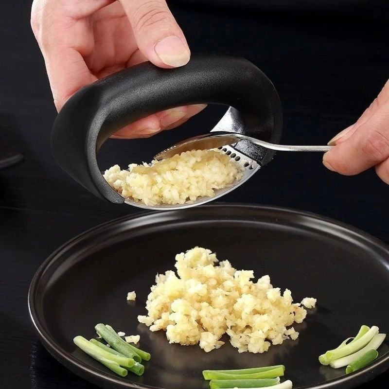 Stainless Steel Garlic Press with Ergonomic Handle for Effortless Mashing