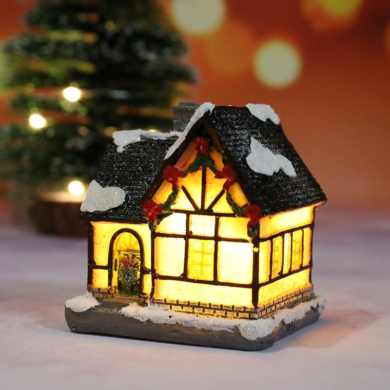 Christmas Decorations Micro Landscape Resin House with Romantic Atmosphere