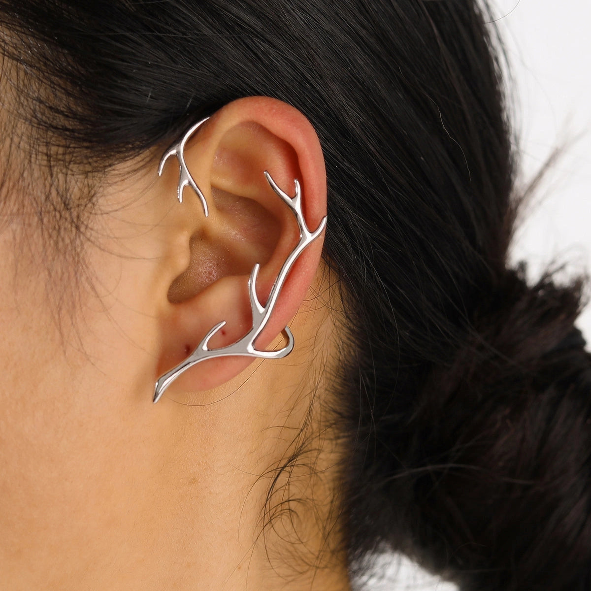 Vintage Bone Hypoallergenic Elf Earrings with Geometric Design