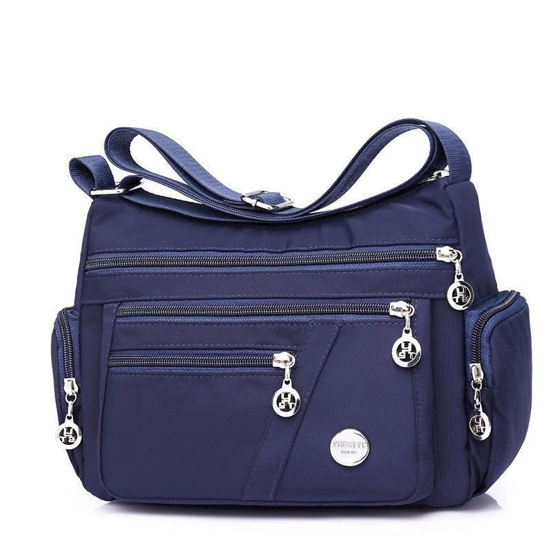 Ladies Waterproof Nylon Oxford Crossbody Bag with Multi-layer Storage