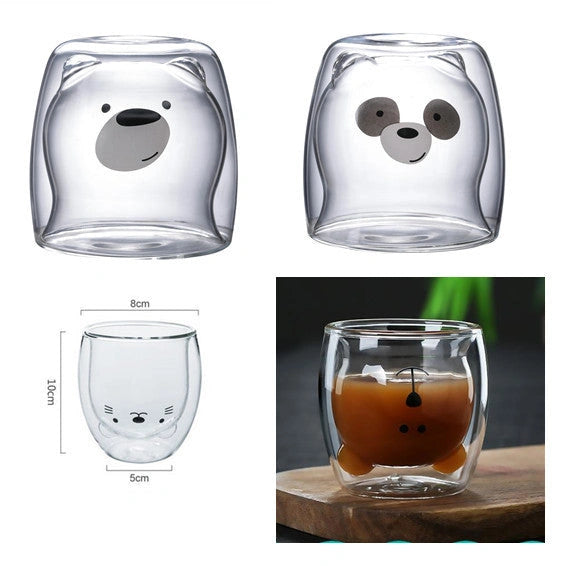 3D Double Layer Panda Cup with Skull Design for Wine