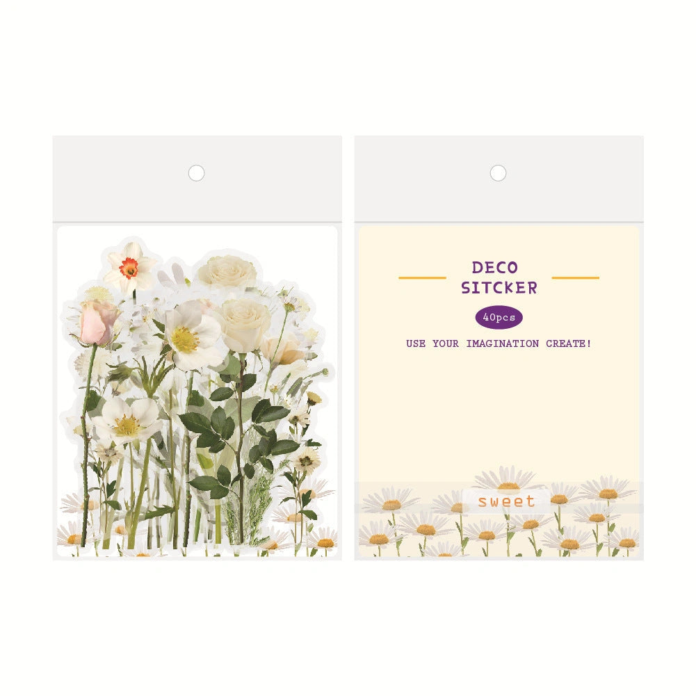 Retro Flower Nature DIY Sticker Pack with Mushroom Designs