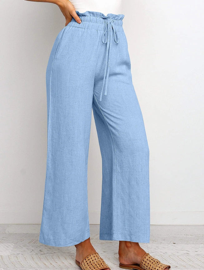 Stylish Elastic Waistband Wide Leg Cropped Pants