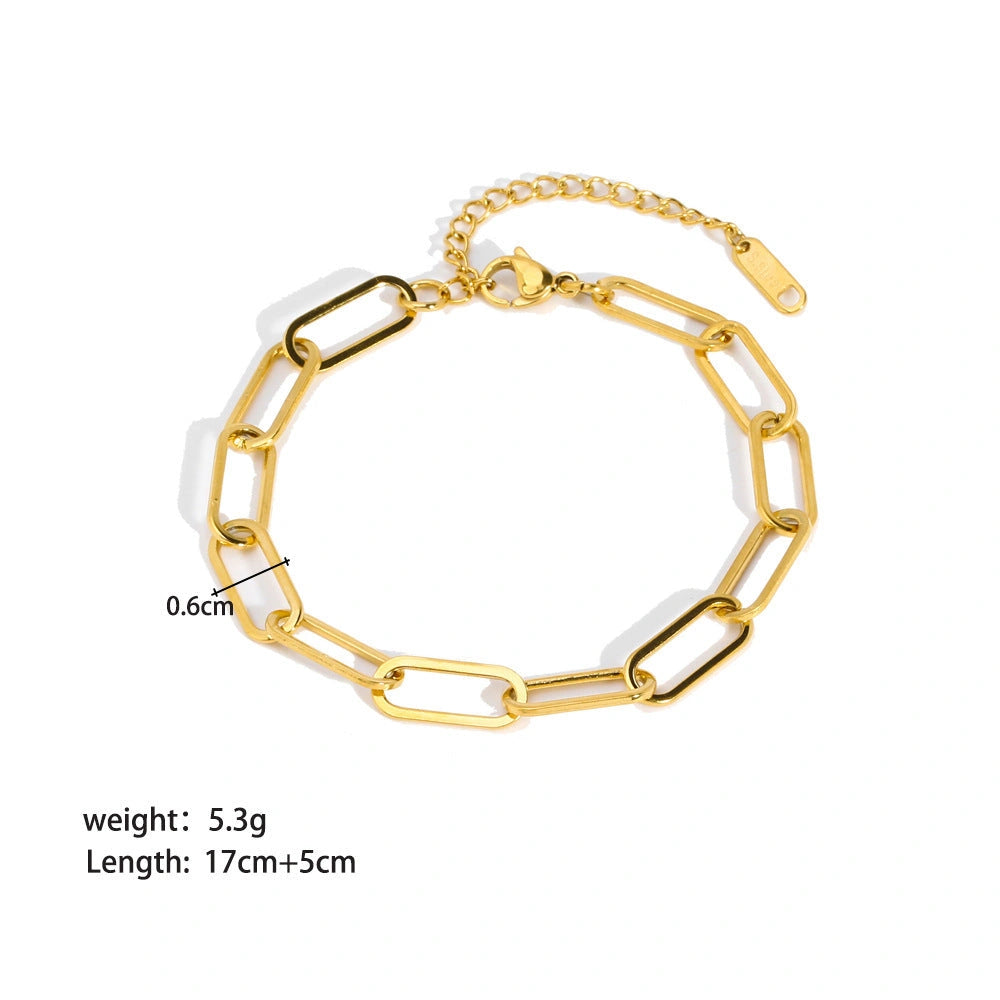 Stainless Steel Ornament Bracelet with Real Gold Treatment