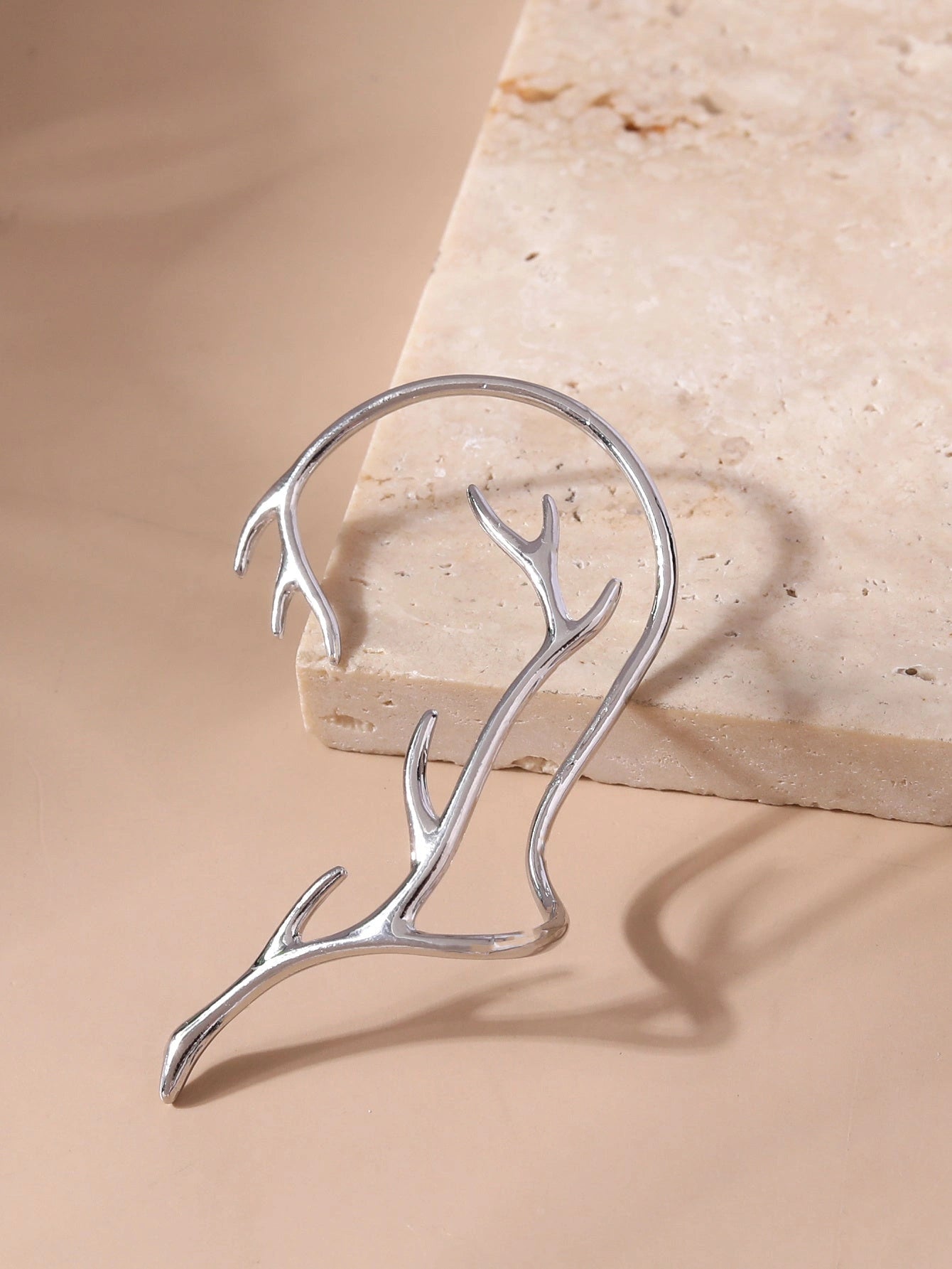 Vintage Bone Hypoallergenic Elf Earrings with Geometric Design