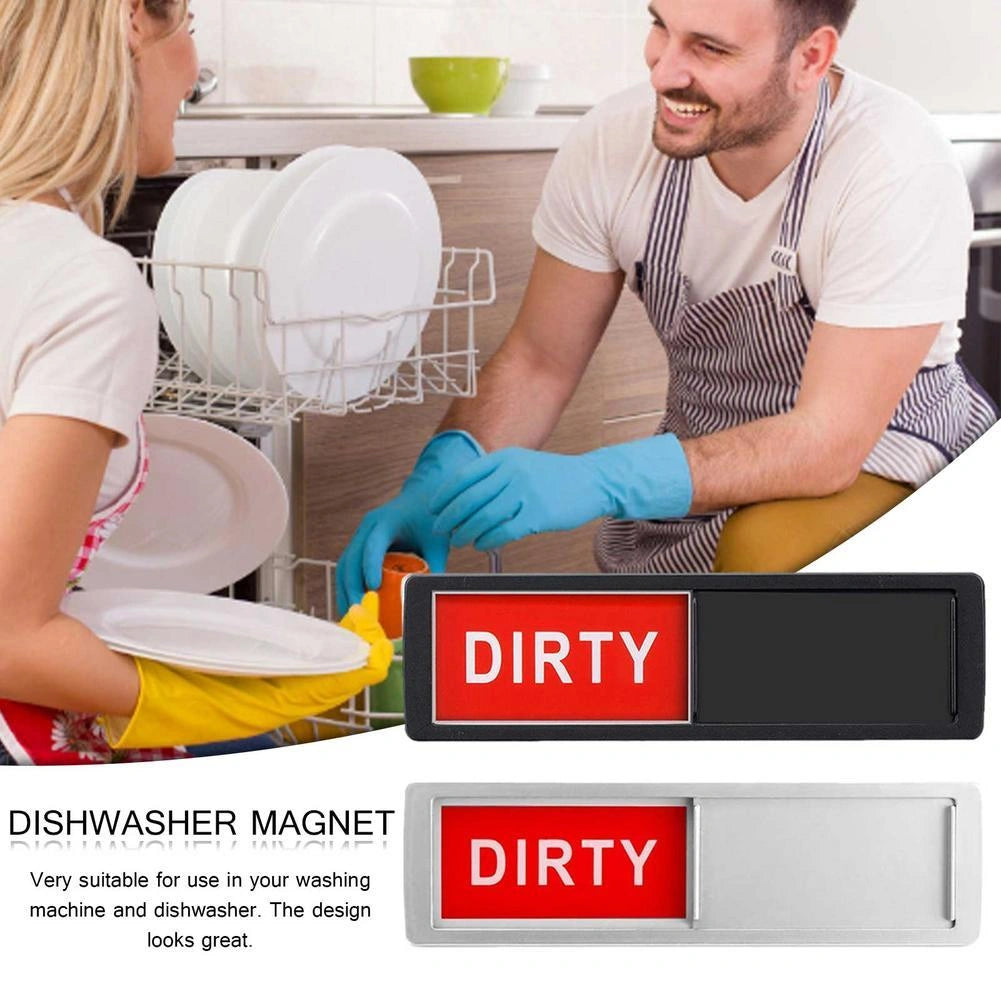 Dishwasher Magnet Clean Dirty Sign with Adhesive Metal Plate