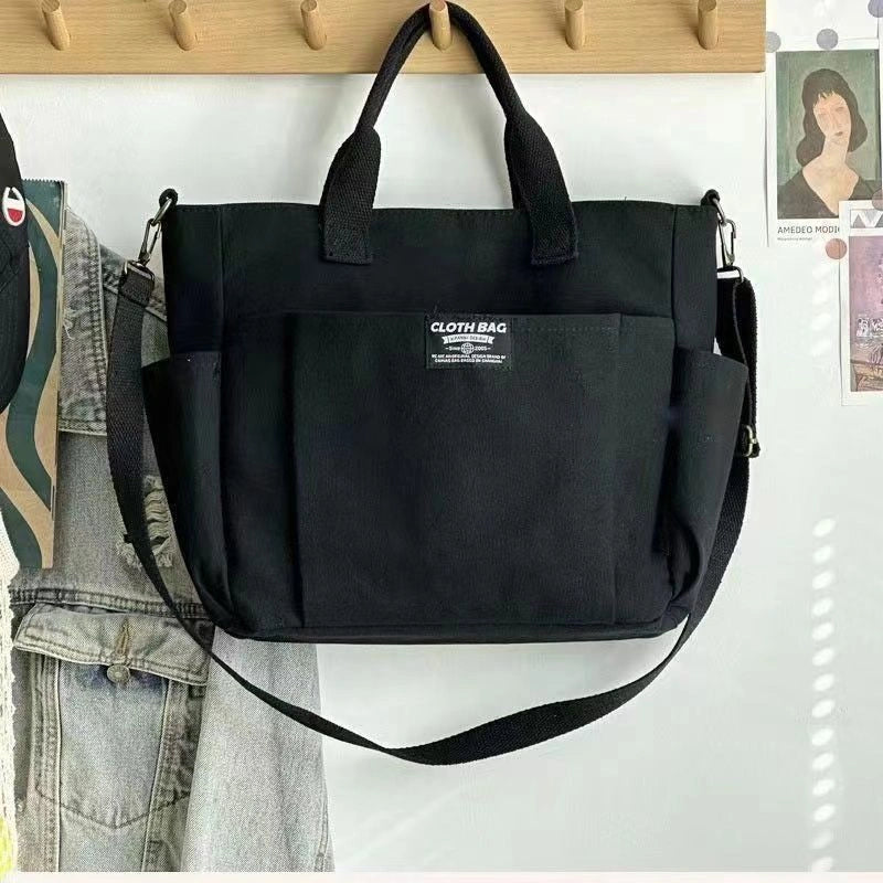 Spacious Canvas Shoulder Bag for Daily Commute