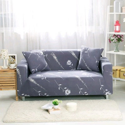 Stretchable geometric print sofa cover with spandex blend