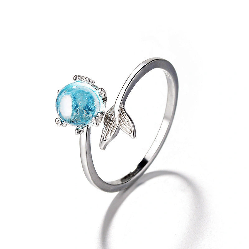 Silver Plated Adjustable Mermaid Tail Ring for Women