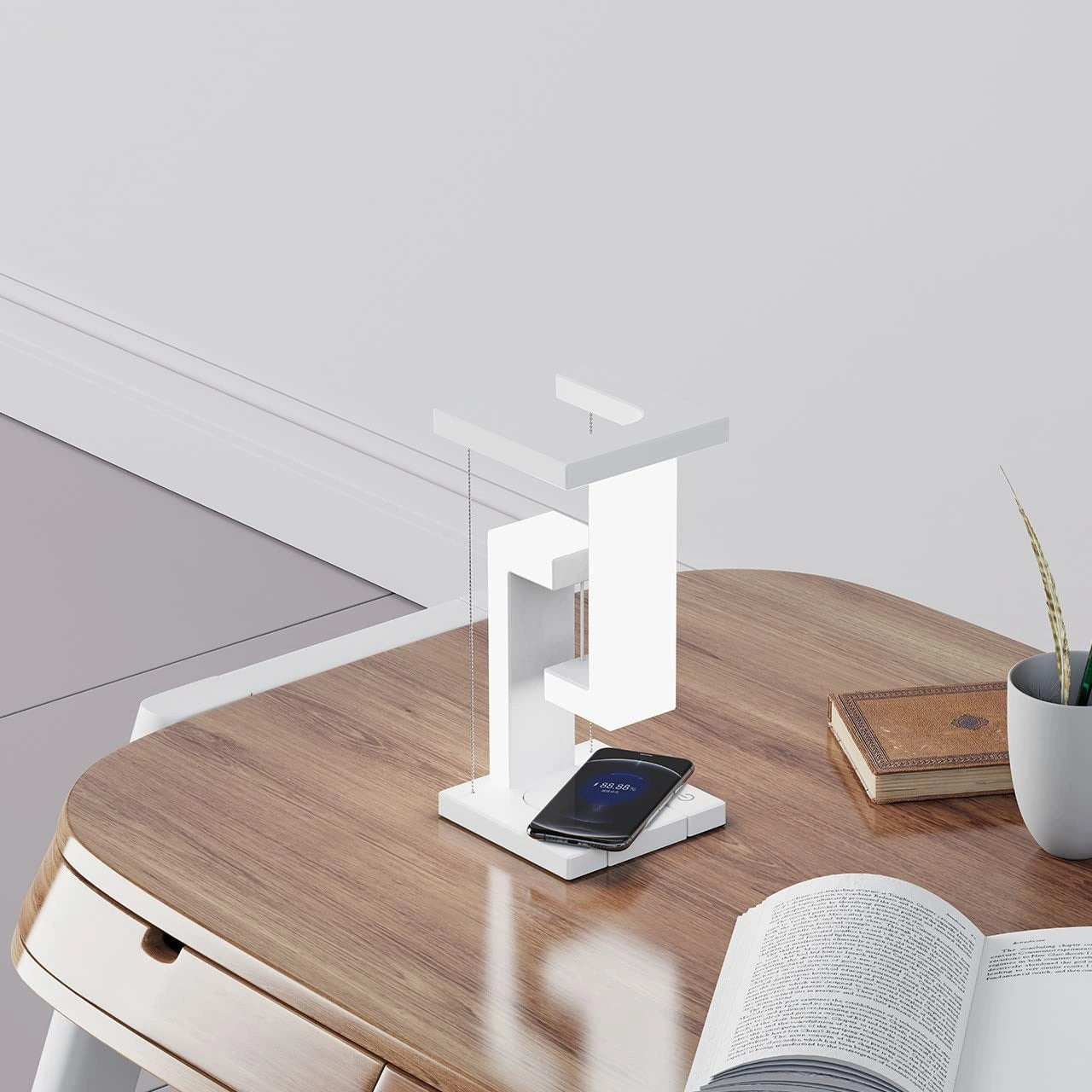Magnetic Suspension Table Lamp with Wireless Charging for Smartphones