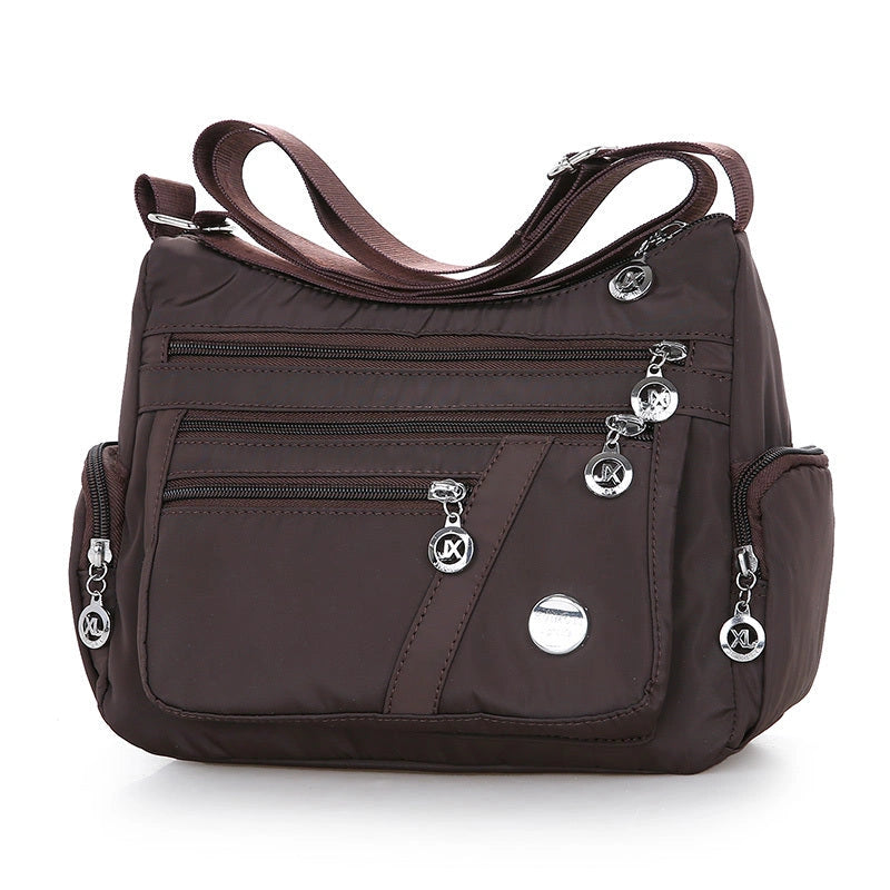 Ladies Waterproof Nylon Oxford Crossbody Bag with Multi-layer Storage