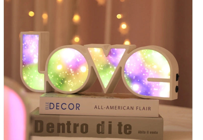 Rainbow-style LED LOVE Light for Valentine's Day and Wedding Decor