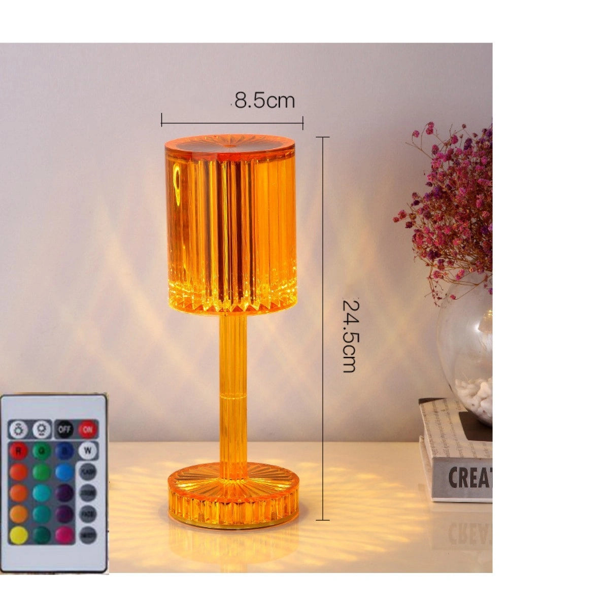 Crystal Table Lamp with 3-Way Dimmable LED and Touch Control