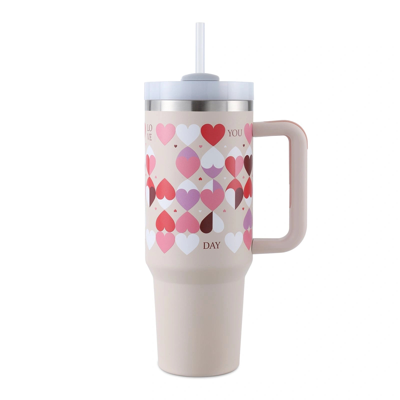 40oz stainless steel coffee mug with handle and straw, BPA-free