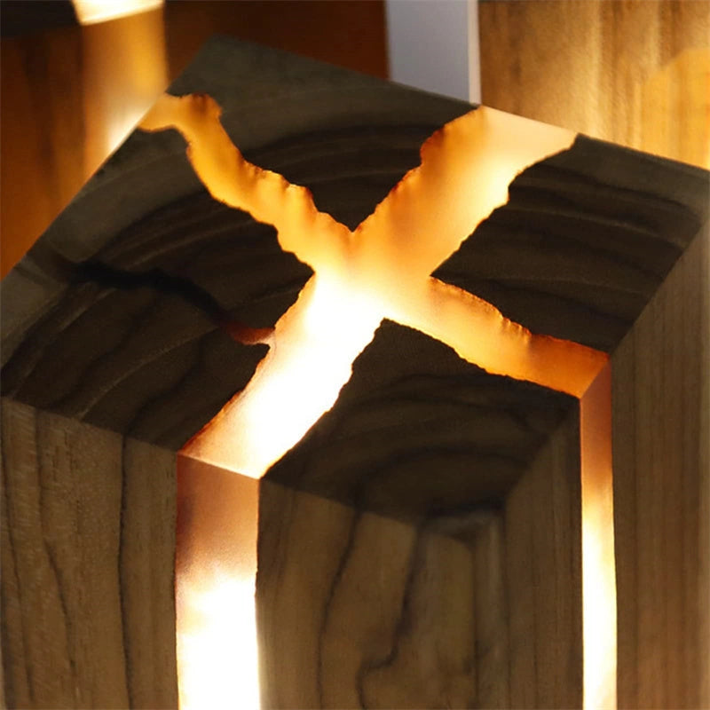 Adjustable Wooden LED Desk Lamp with USB Charging