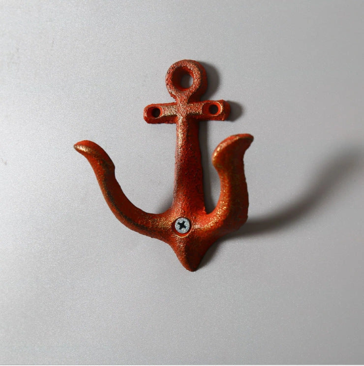 Industrial-style wrought iron wall hook with multi-row design