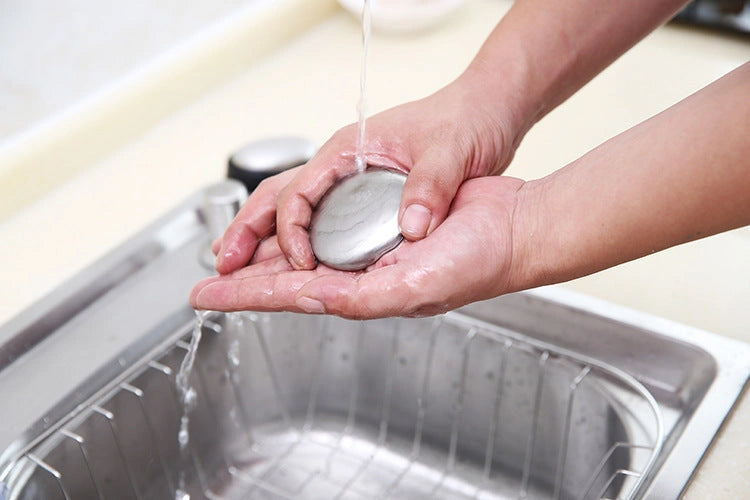 Oval stainless steel odour removal soap with modern simplicity design