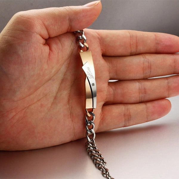 Stainless Steel Couple Cross-design Bracelet