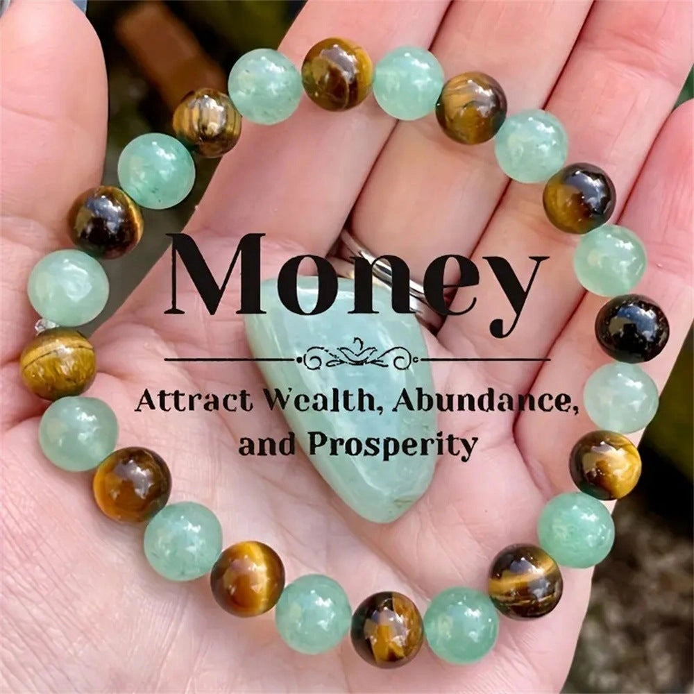 Tigereye Green Aventurine Natural Stone Bracelet with 8mm Beads