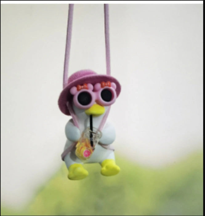 Cute Anime Little Duck Swing Car Pendant for Rearview Mirror Decoration