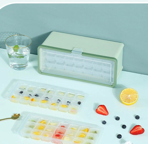 Drawer Type Plastic Ice Cube Mold Maker with Lid and Bin for Beer Cooling