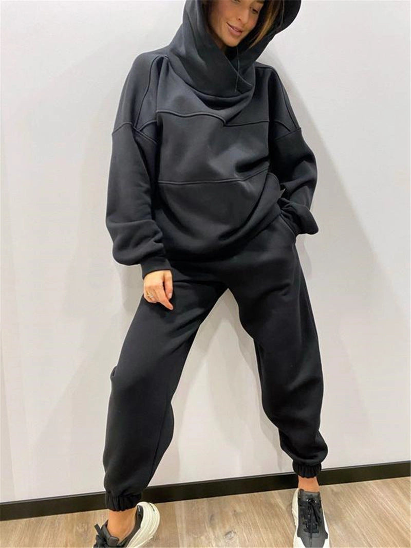 Casual urban sweater fleece and pencil pants suit