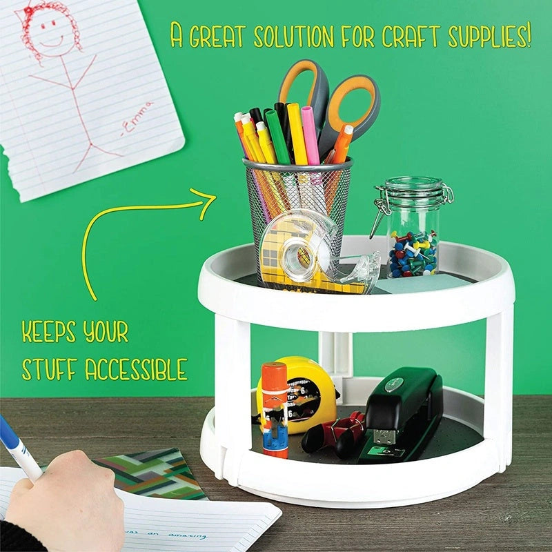 Two Level Storage Turntable - Efficient Rotary Spice Manager for Kitchens and More