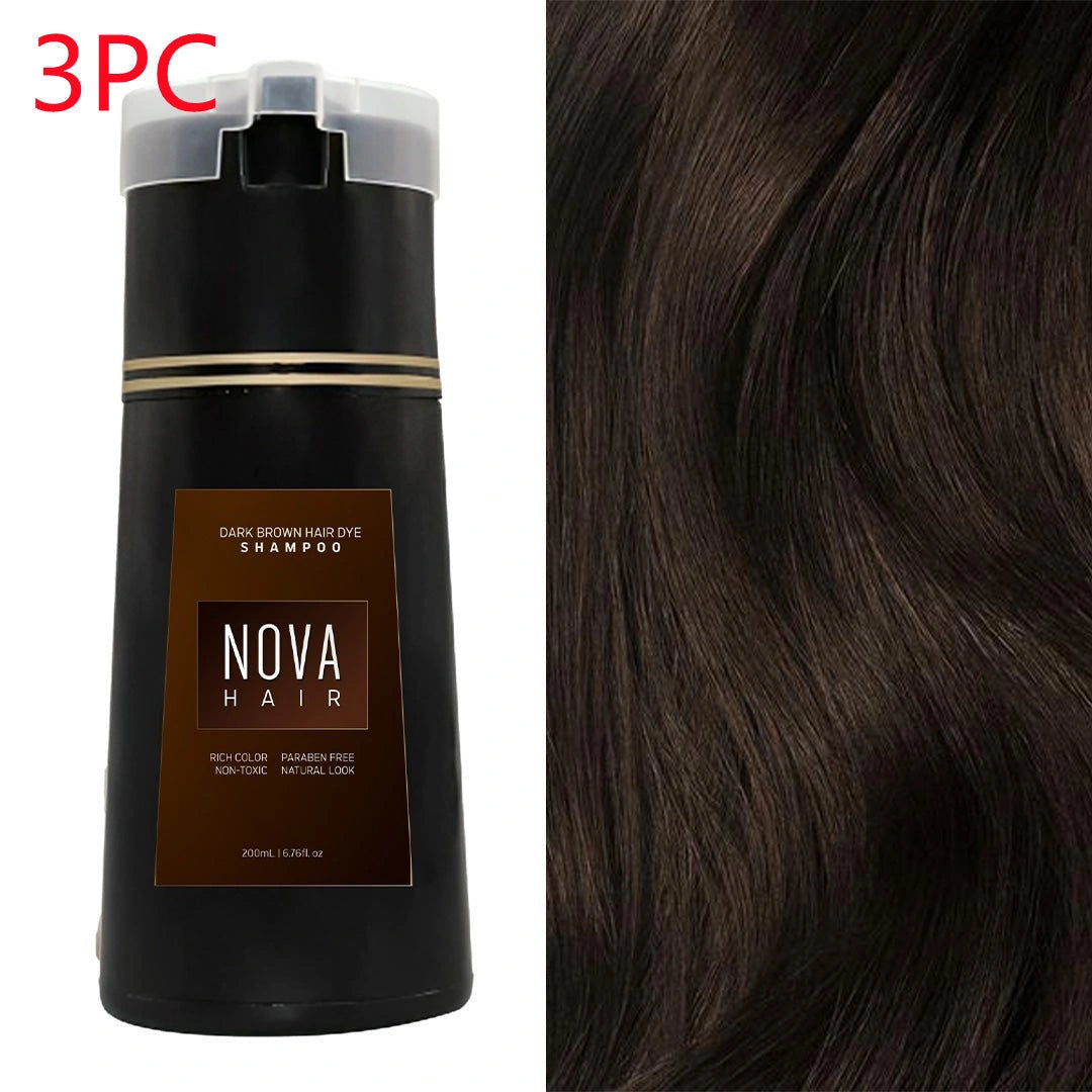 3-in-1 Hair Dye Shampoo for Natural Fast Grey Coverage