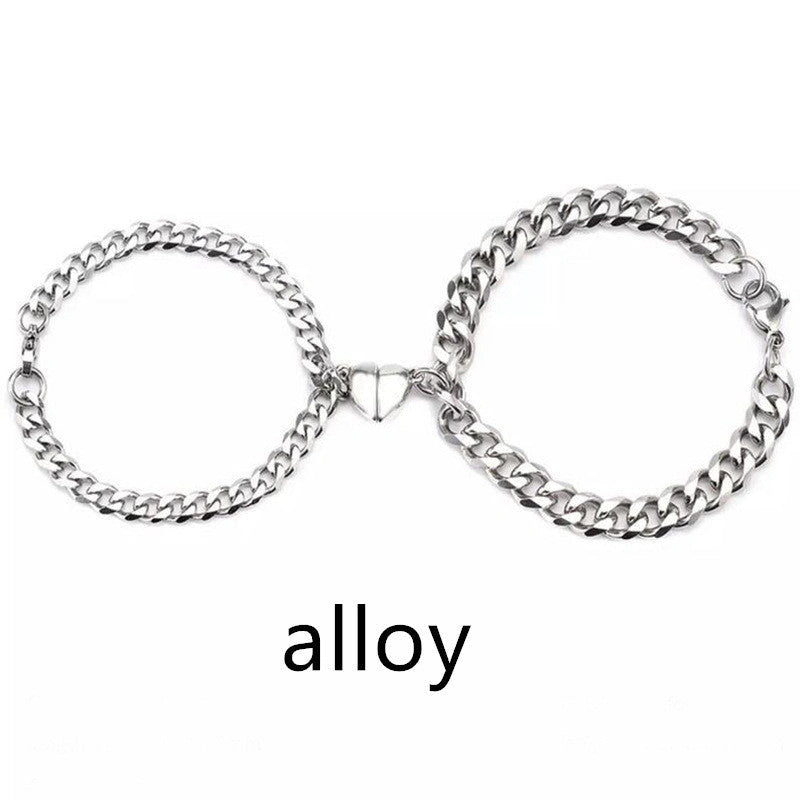 Stylish Titanium Steel Couple Bracelets with Heart Design