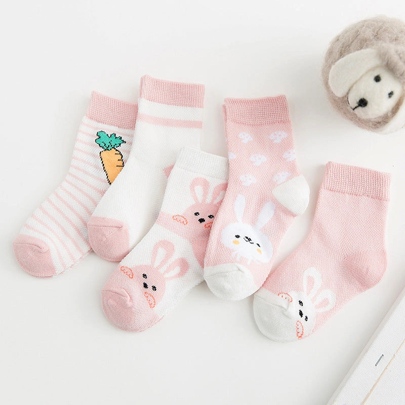 Cotton baby socks for ages 0-9 years with breathable design