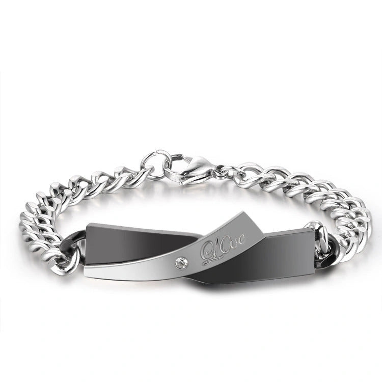 Stainless Steel Couple Cross-design Bracelet