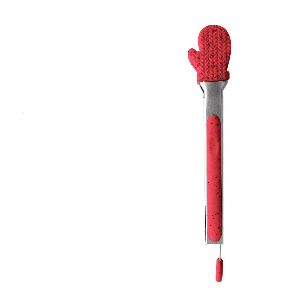 Christmas Silicone Kitchen Tongs with Locking Clip for BBQ and Bread