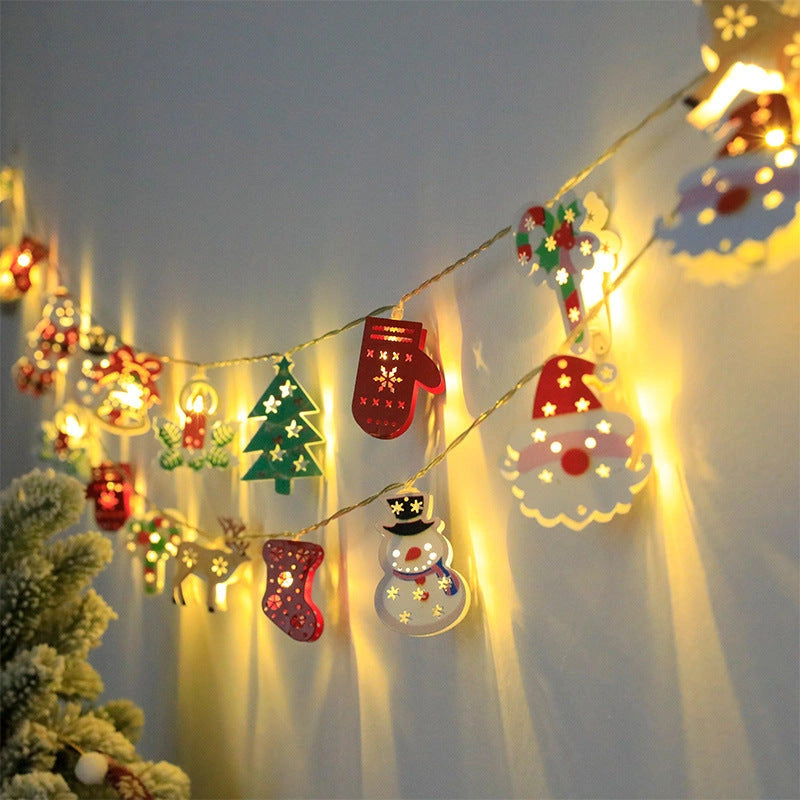 Christmas LED Light String with Santa Claus, Elk, and Snowman Ornaments