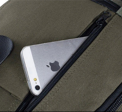 Canvas Backpack for Men with Zippered Opening and Spacious Design