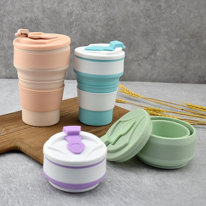 Collapsible Silicone Travel Mug with Leak-Proof Cover