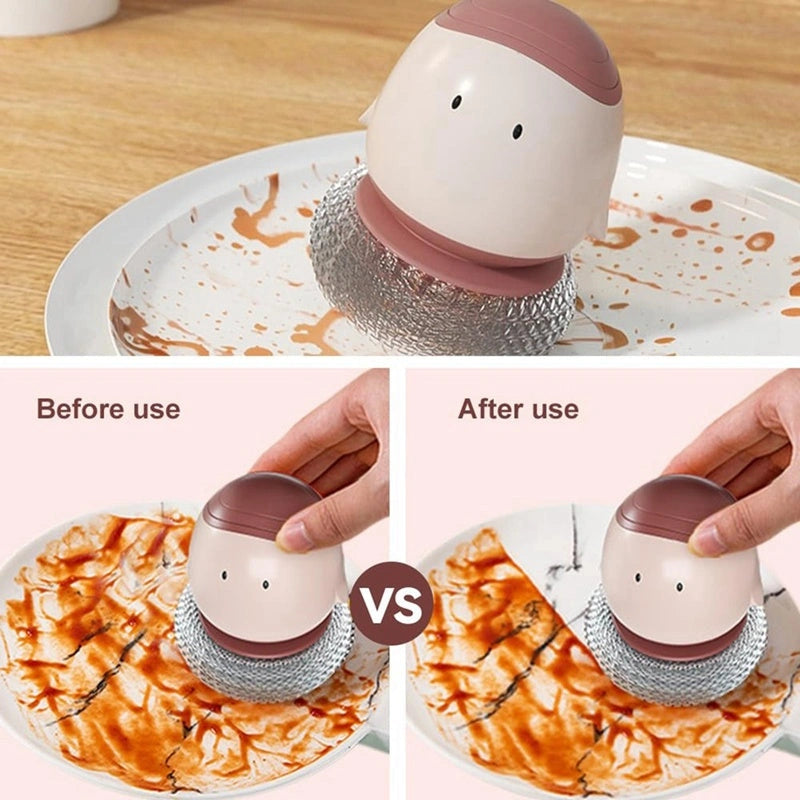 Automatic Liquid Filling Dishwashing Brush with Replaceable Head