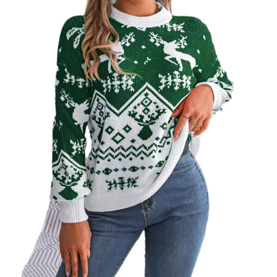 2025 Autumn Winter Deer Pattern Long Sleeve Hoodie for Women