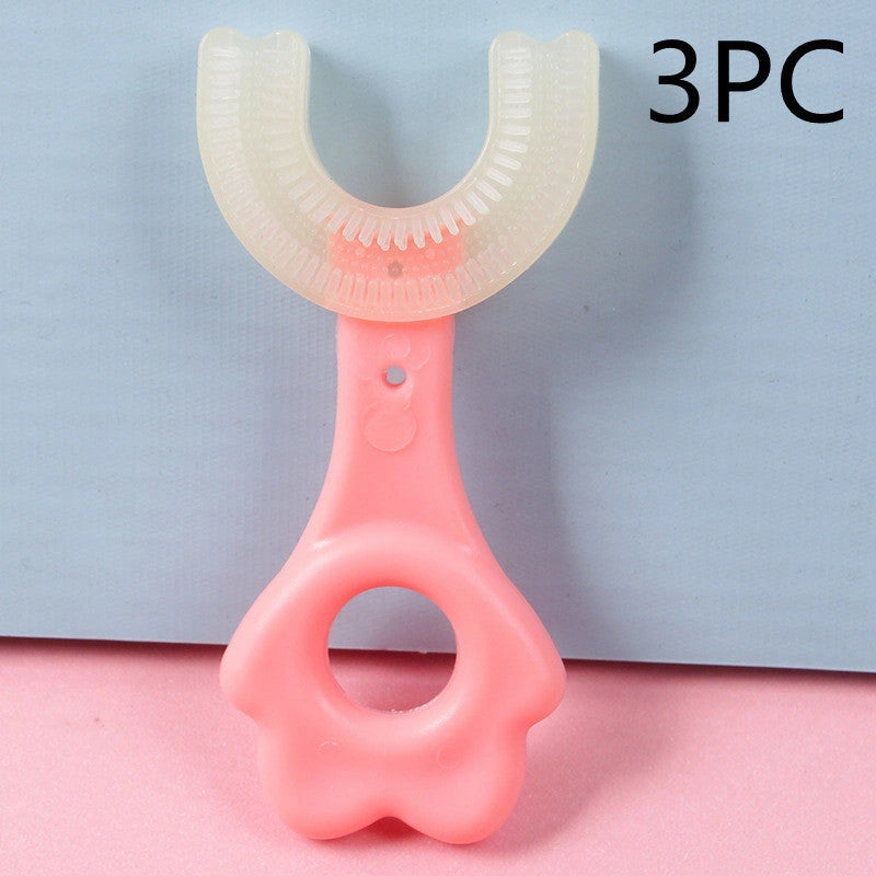U-shaped Baby Toothbrush with Soft Silicone for Children's Oral Care