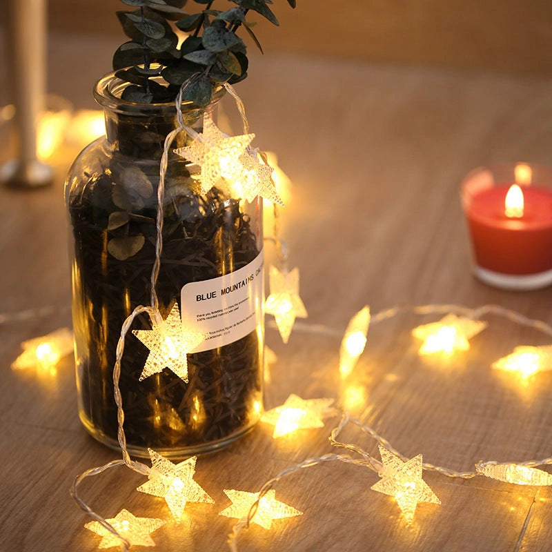Battery-operated curtain garland with LED lights for festive decoration