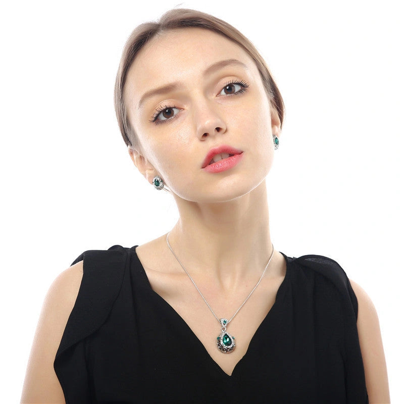 Austria crystal guard water droplet necklace with snake bone chain