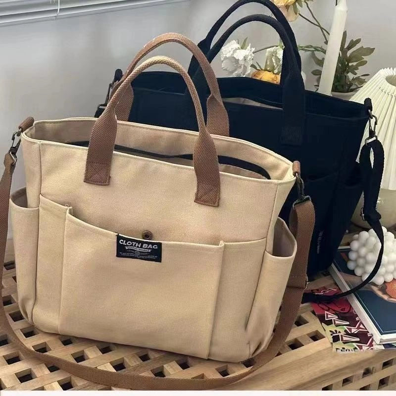 Spacious Canvas Shoulder Bag for Daily Commute
