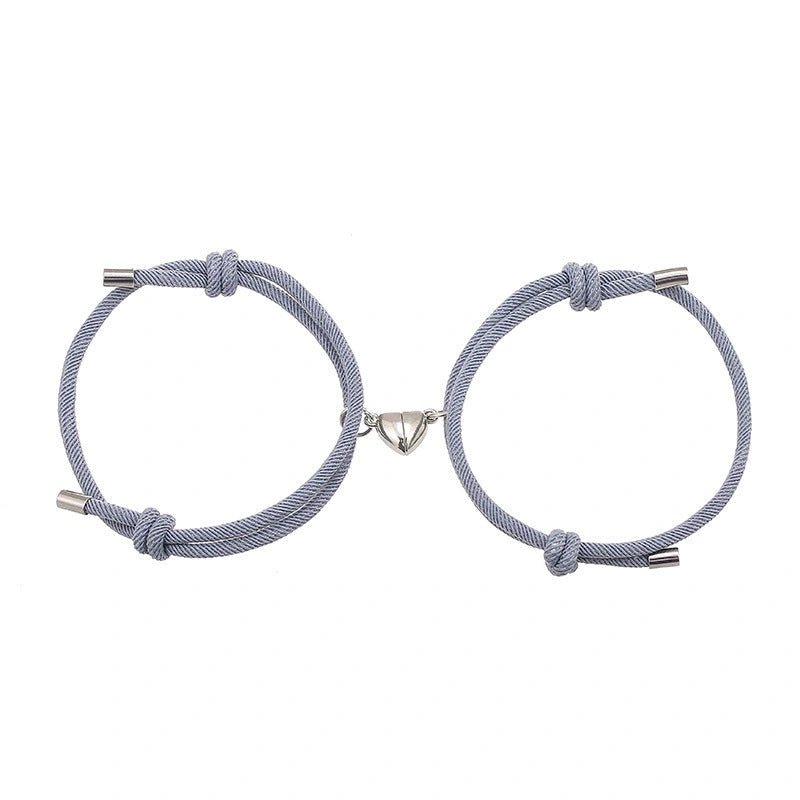 Adjustable Nylon Love Magnetic Bracelet with Sticky Metal Heads