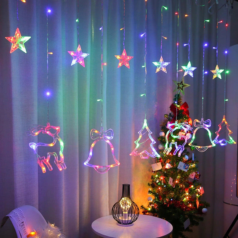 Christmas Deer Tree Bells Star String Fairy Lights for Festive Decor
