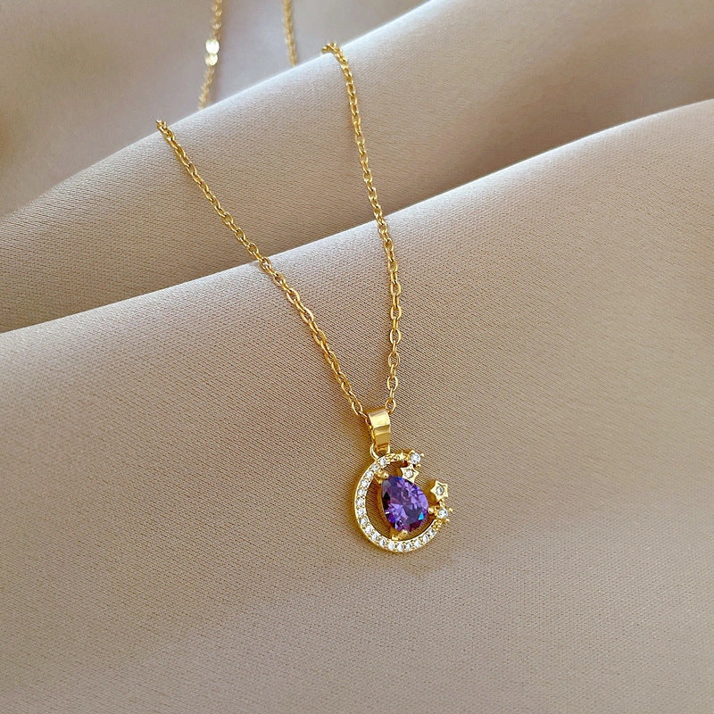 Stainless Steel Starry Sky Planet Astronaut Necklace with Rhinestone Pendant