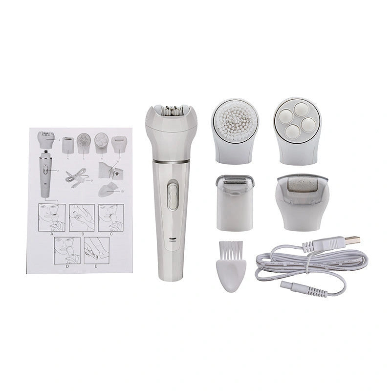 5-in-1 Multi-Functional Portable Skin Care Electric Massager with Facial Latex Brush
