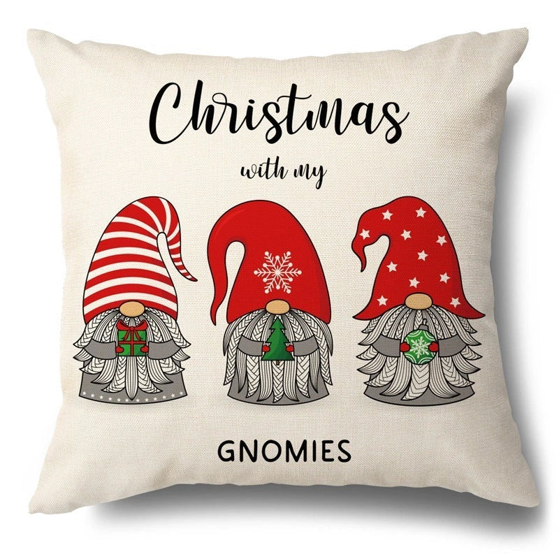 Christmas Hugging Pillowcase Flax Elk Design Sofa Cushion Cover