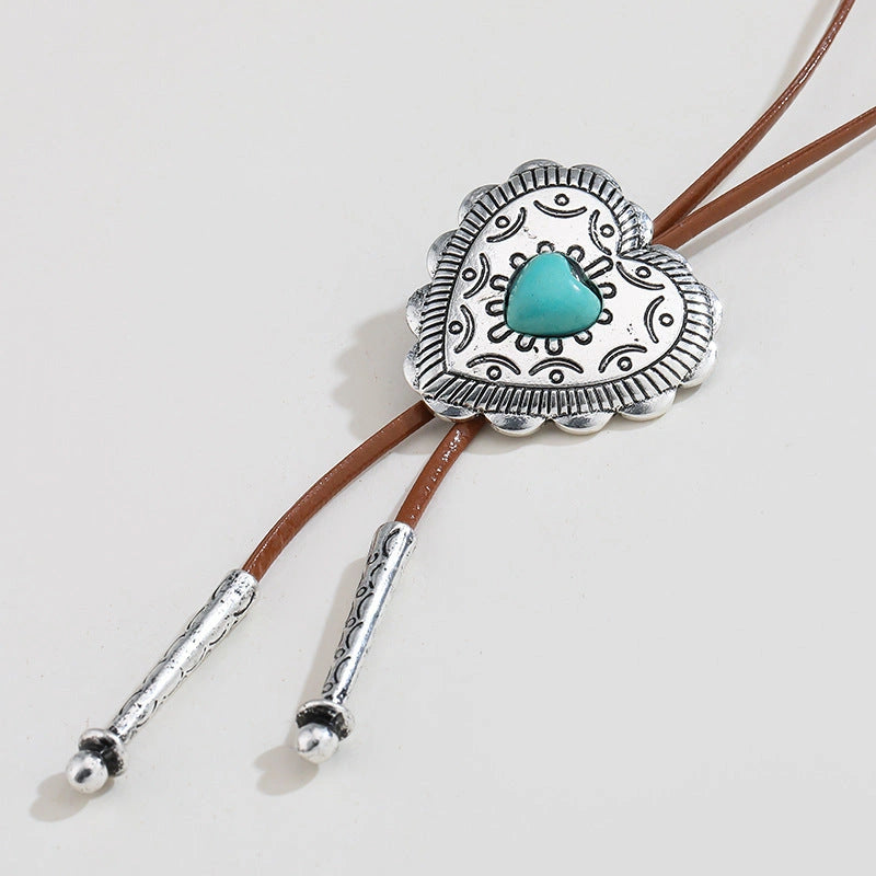 Retro Turquoise Cross Necklace for Women